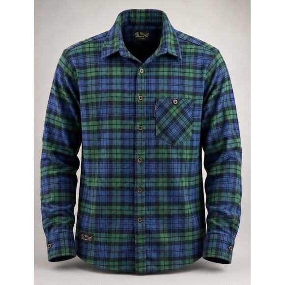 The Vermont Flannel Co Other - Vermont Flannel Co Mens XL Button Up Shirt Blue Green Plaid Cotton USA Heavy